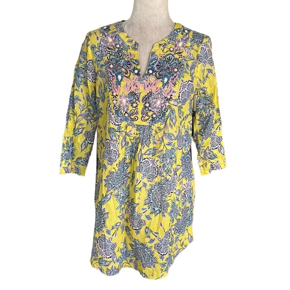 NEW Sundance Sefina Yellow Floral Embroidered Beaded Tunic Top Mini Dress - S - Picture 13 of 13